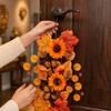 Sunflower Wall Hanging with Maple Leaves, Fall Outdoor Patio Decoration for Thanksgiving Festival Party
