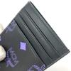 MCM logo Business card holder pass case Bicolor Card Case Leather Black/purple