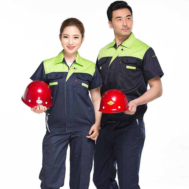 Comfortable Breathable Short Sleeve Workwear Set - Durable Mechanic & Construction Labor Protection Clothing