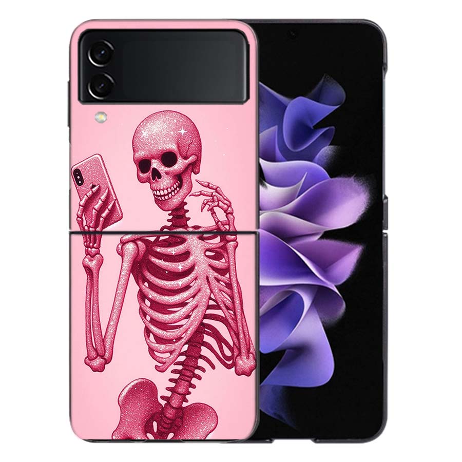A Funny Skeleton Skull Coque For Samsung Z Flip7 6 Galaxy Case Shockproof Z Flip5 Z Flip3 4 5G Hard Cover Phone TPU PC Hard Fun