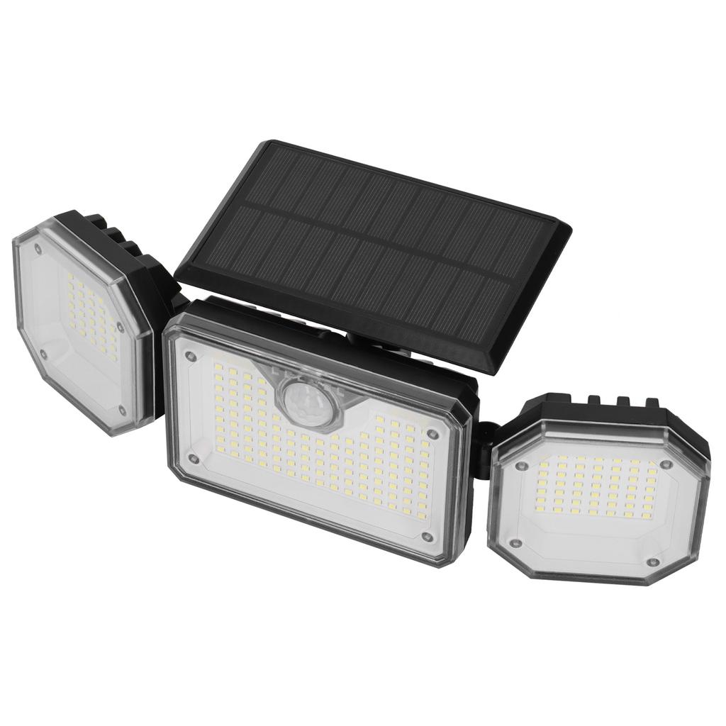 Zewnętrzne światło słoneczne z czujnikiem ruchu, 3 głowice, bezpieczeństwo, wodoodporność IP65, z pilotem, na ścieżkę