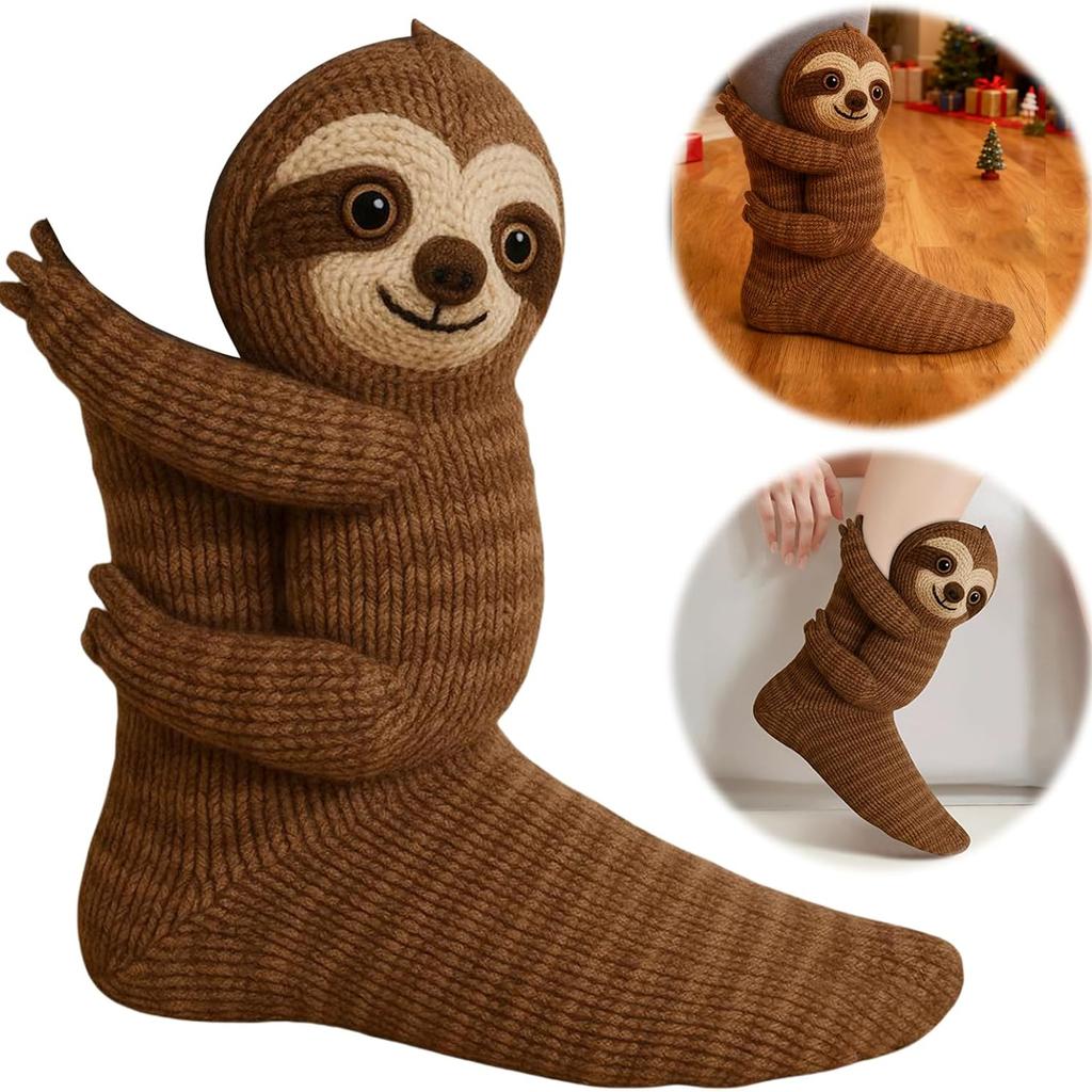 3D Dyresokker Strikkede Dovendyr Klemmer Sokker Håndheklet For Julestrømpe Kvinner