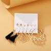 6 Pairs of Women's Earrings Hollow Leaf Faux Pearl Tassel Ear Accessories