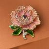 Pink Peony Flower Brooches Chinese Style Large Flower Enamel Pin Peony Brooch Pins  Girls