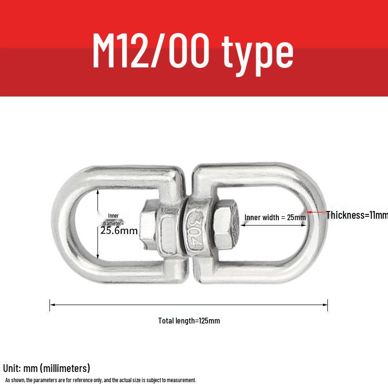 304 Stainless Steel Swivel Chain Shackle for Dog Chains and Connectors (M4, M5, M6, M8).