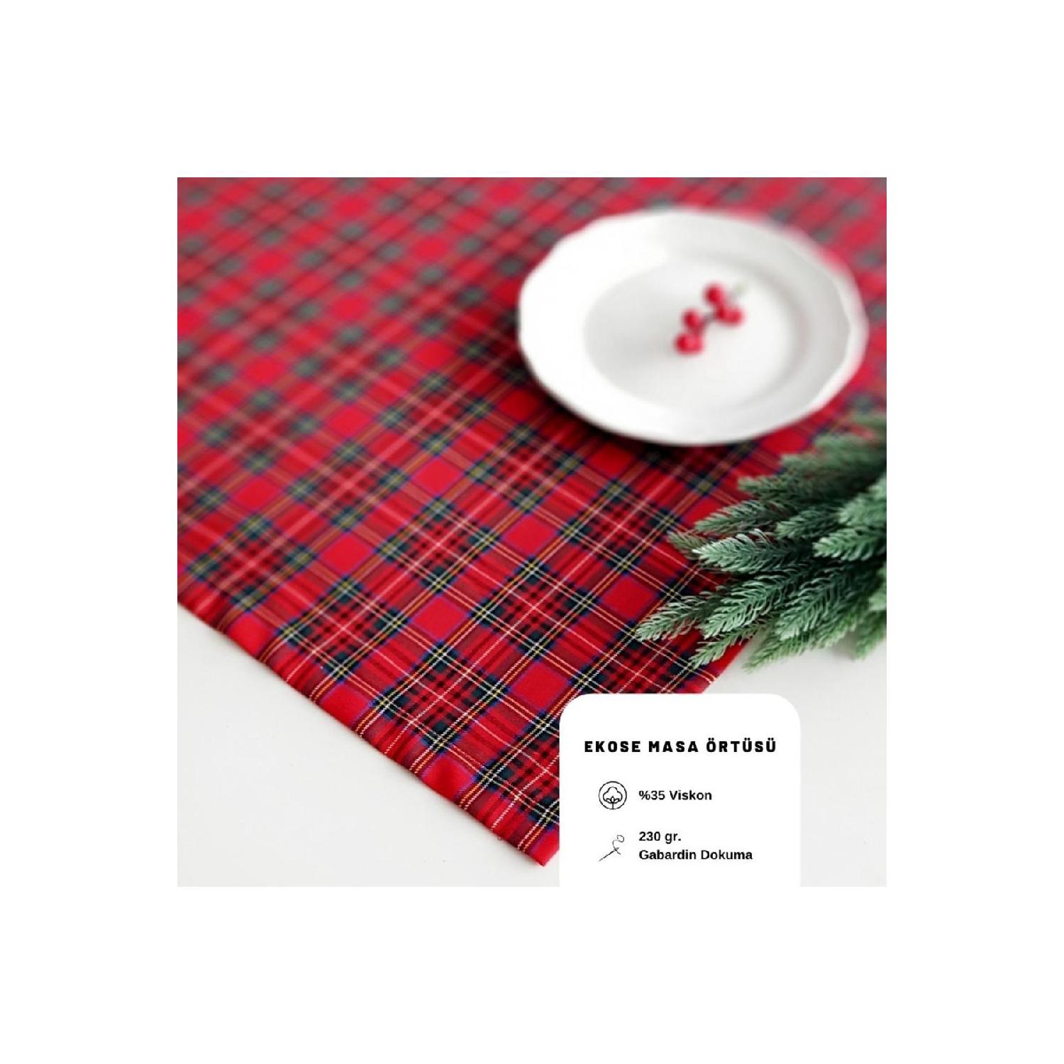 

New Year Plaid Red Green Woven Tablecloth 140x240 Cm 100 x 100 чистий