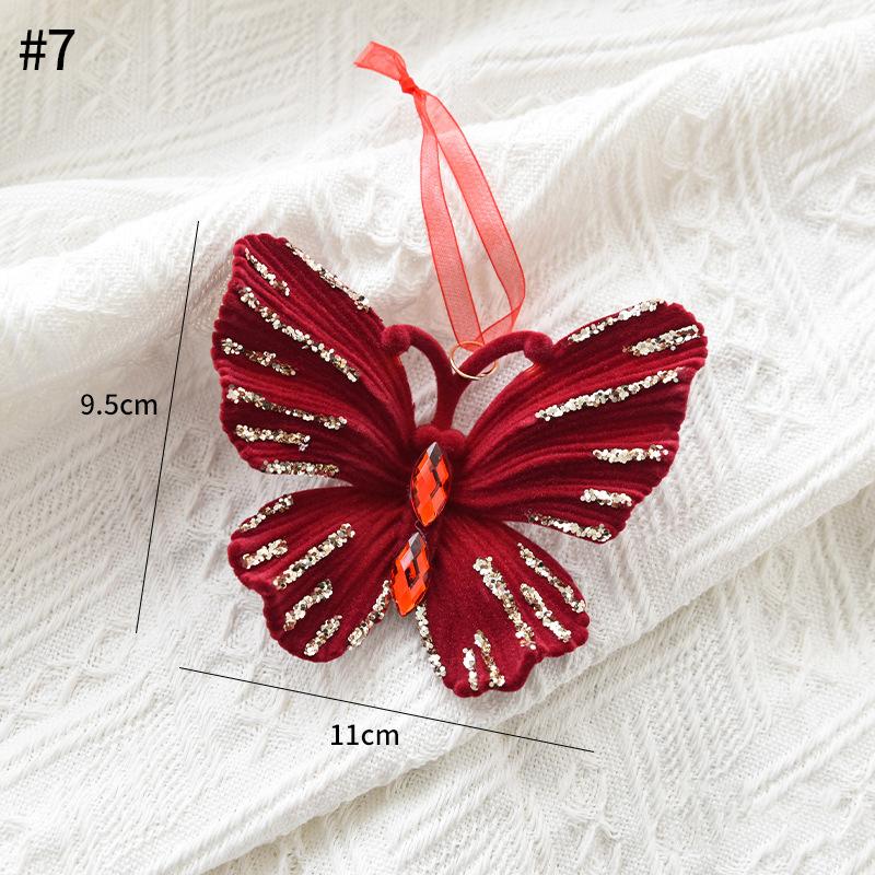 Christmas Ornament Red Velvet Christmas Tree Pendent Bowknot Elk Christmas Bells Xmas Tree Ornaments 2027 New Year Decor 7