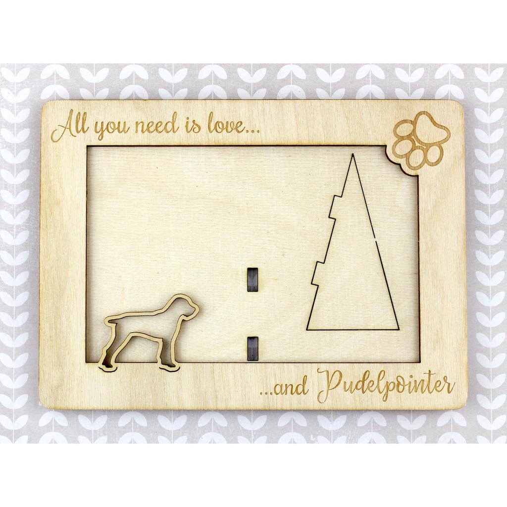 Pudelpointer - Photo frame, engraved wooden frame, a lovely gadget for the dog lover by Art-Dog
