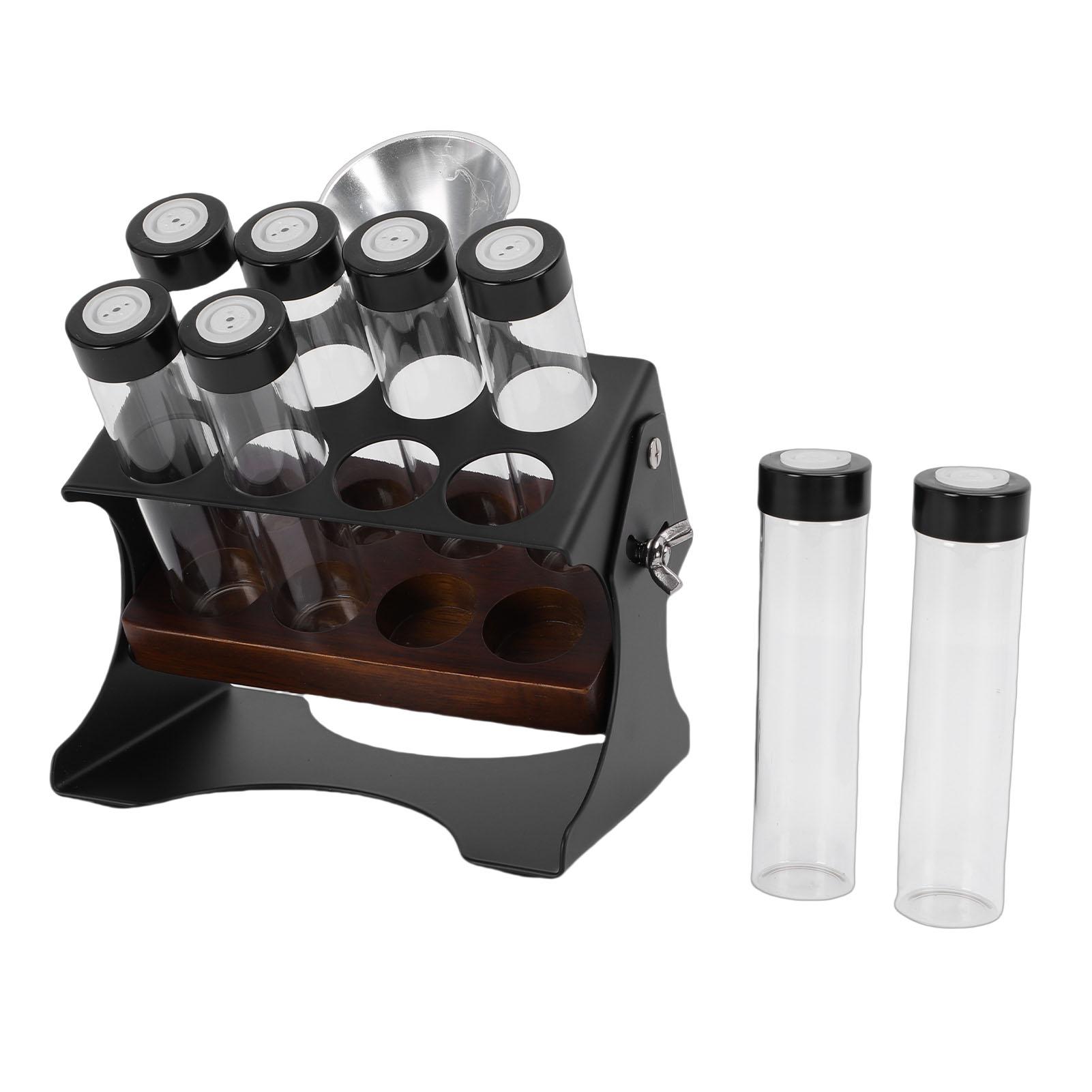

Coffee Bean Storage Tubes and Stand Large Capacity Tempered Glass Sealing Coffee Bean Cellars with Display Rack