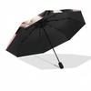 1pc Sturdy 8-Bone Auto Umbrella, Cow and Pink Flower Umbrella, Digital Printed, Foldable Umbrella for On-the-Go Outdoor Use