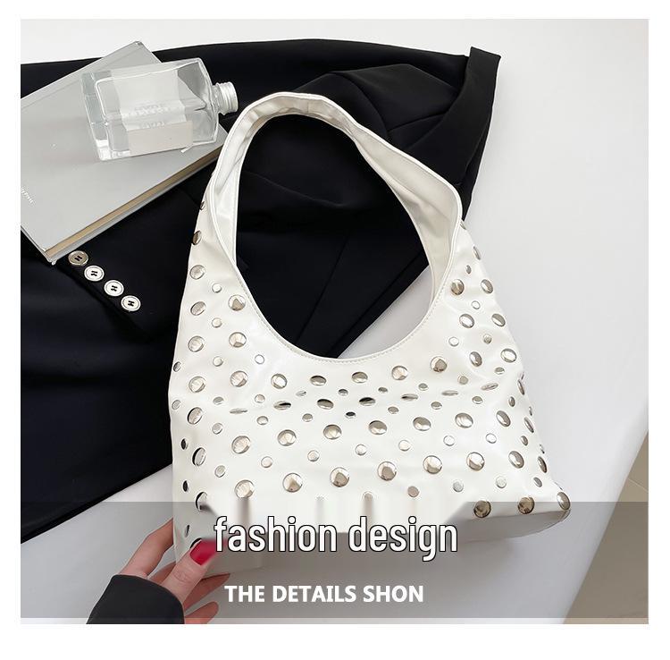 2025 Gothic Rivet Women's Cross-Body Commuter Bag - Large Capacity Bucket Style