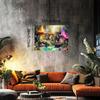 2D Fairy Tale Mushroom Village Tapestry, Colorful Houses with Pond & Flowers Wall Hanging, Fantasy Backdrop