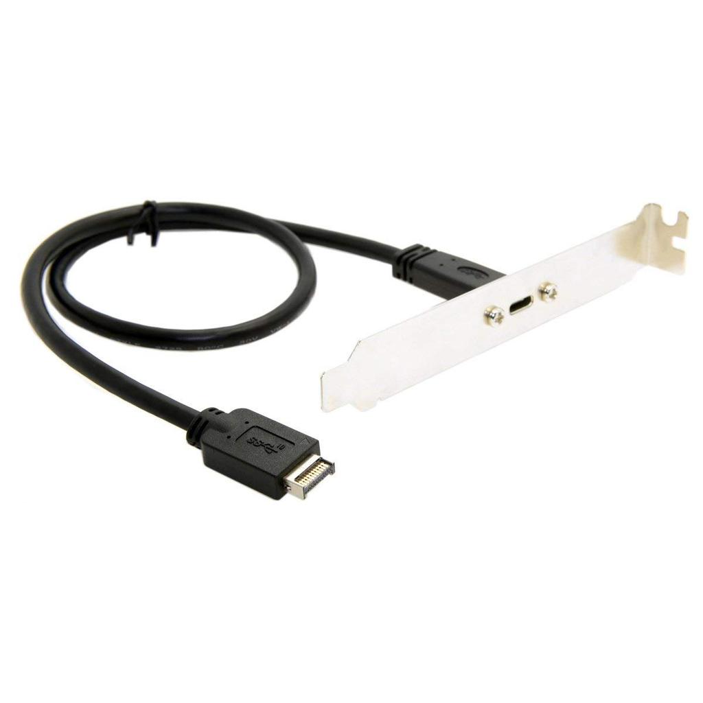 Cablecc USB Front Panel Header to Female Extension with Panel Mount Screws 3.1 USB-C Type-C Cable, 40cm,