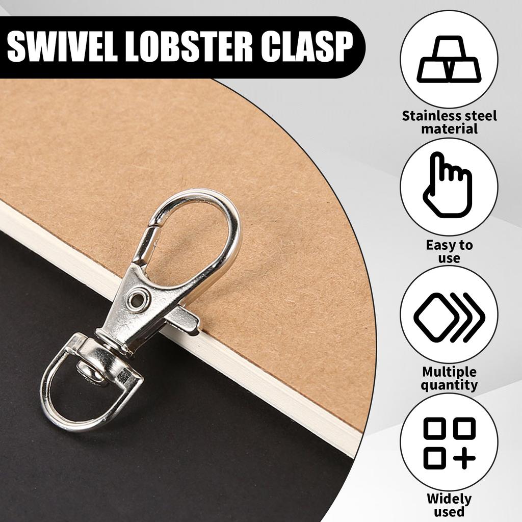 25/50/200Pcs Swivel Lobster Clasp Snap Hooks Stainless Steel Key Ring Clasp D Ring Snap Hook for Keychains Jewelry DIY Crafts