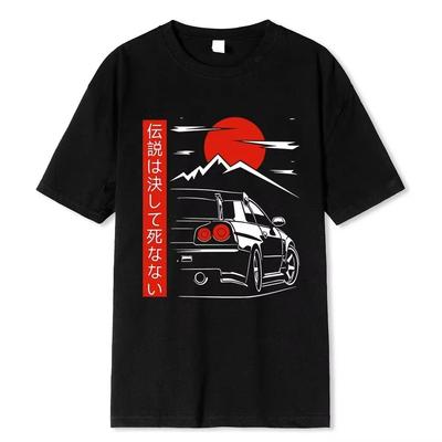 Japanese Style Car T-shirt Men Women O-Neck Daily Casual Printed Vintage Harajuku Graphic Streetwear Breathable Unisex Tees