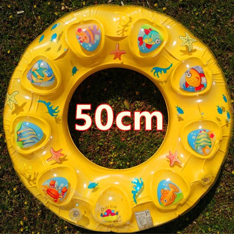 50-90cm Swimming Ring Thickened Double Layer Inflatable Fluorescent Pool Float Summer Swimming Toy