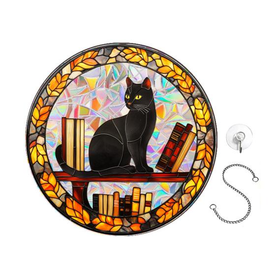 Halloween Suncatcher Hanging Decoration Ghost Pumpkin Witch Black Cat Castle