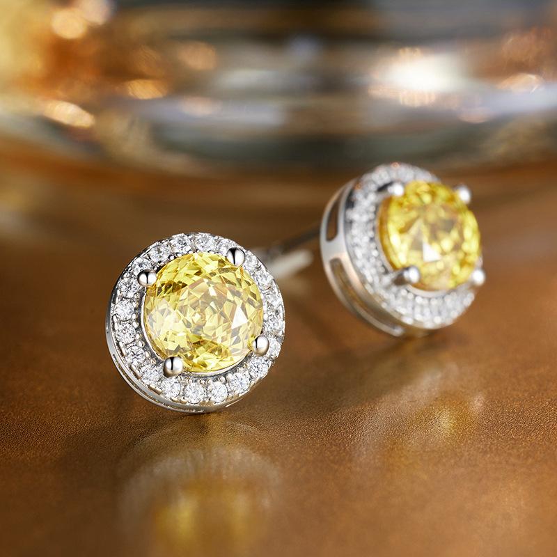 Lehký luxus 925 sterlingového stříbra s vsazeným zirkonem broušeným do tvaru růže náušnice pecky niche high-end přeshraniční náušnice s birthstone