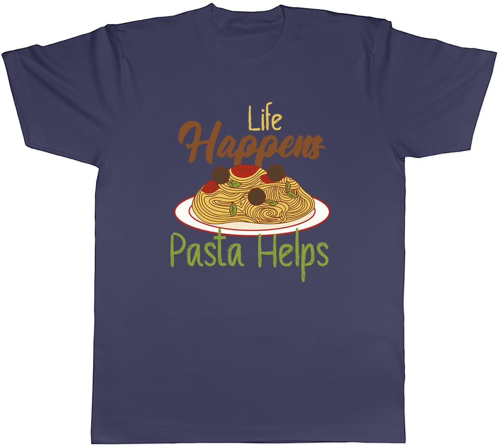 Life Happens Pasta Helps Unisexs TShirt Funny Foodie Spaghetti Lover Tee Gift
