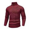 Men's Solid Color Knitted Sweater Tops  Men's Stand Collar Warm Classic Twisted Pullover Sweater