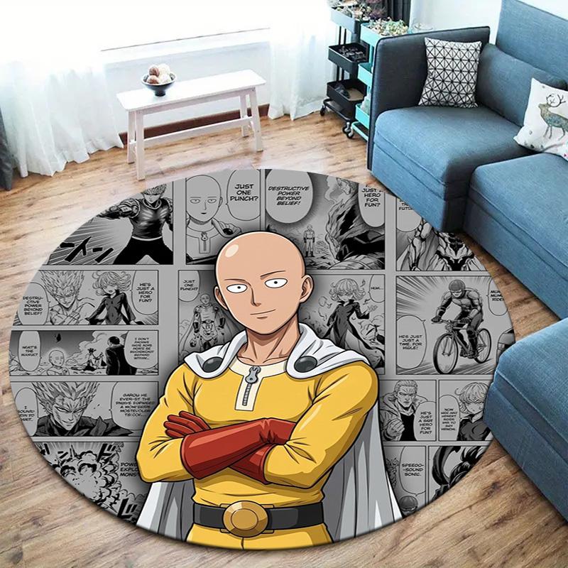 Onepunch Man Round Area Rug Carpet Rug For Living Room Bedroom Sofa Playroom Decor Nonslip Floor Mat