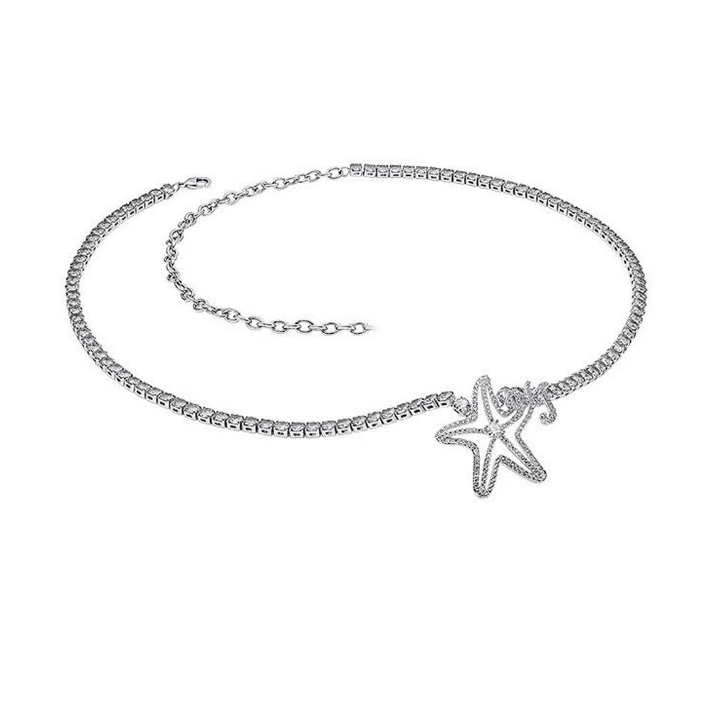 

Европейские и американские пляжи, цепочка на талию Haichang с дикими стразами серебряный