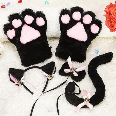 Guantes Manoplas Pata de Gato Nueva Niña Cosplay Osos Felpa Lolita Dibujos Animados Animales Esponjosos Anime ThickO