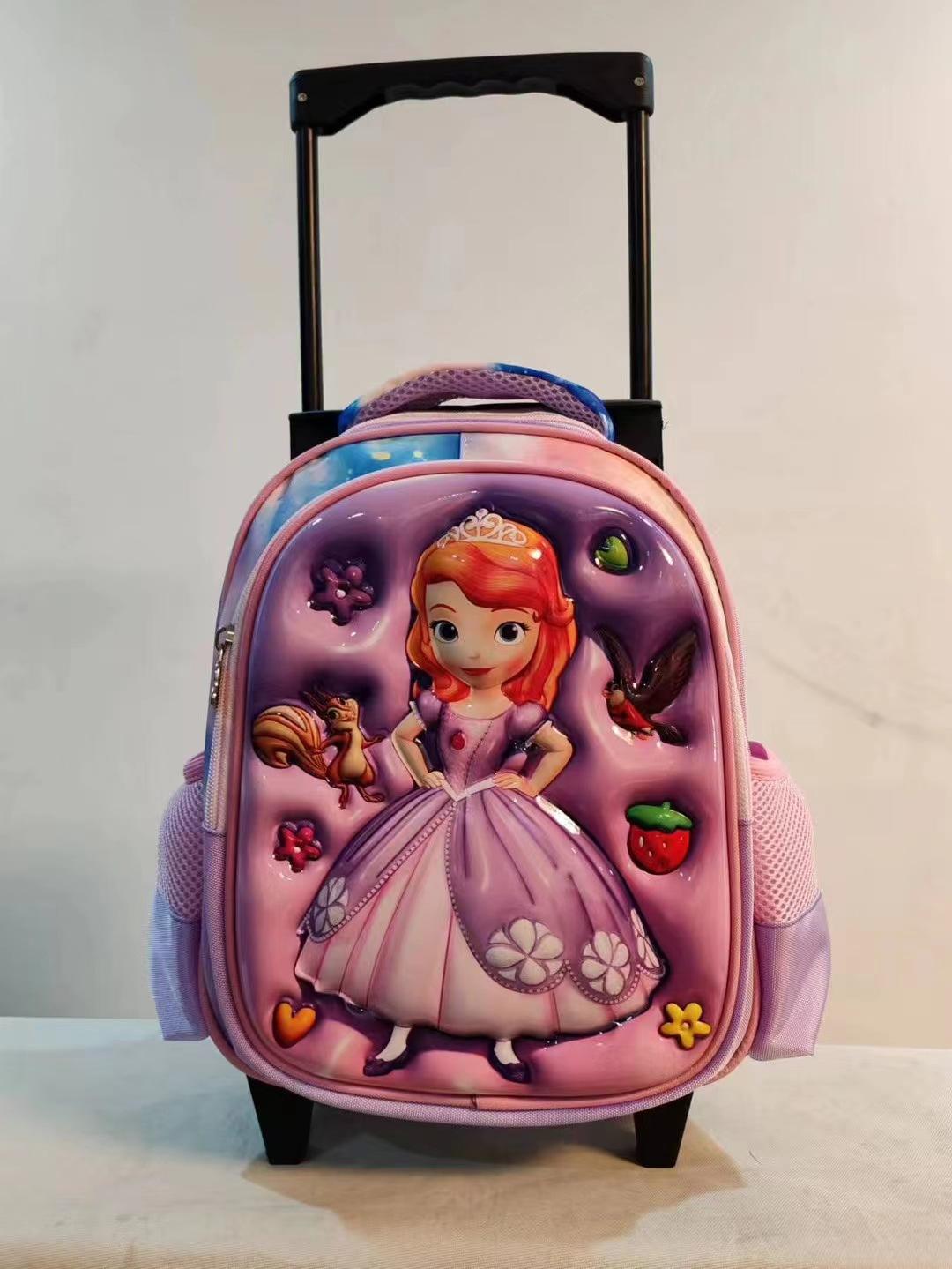 12-Inch Tie Rod Schoolbag 3D Three-Dimensional Expansion Effect Cartoon Schoolbag Preschool Children S Burden Reduction Tie Rod Schoolbag