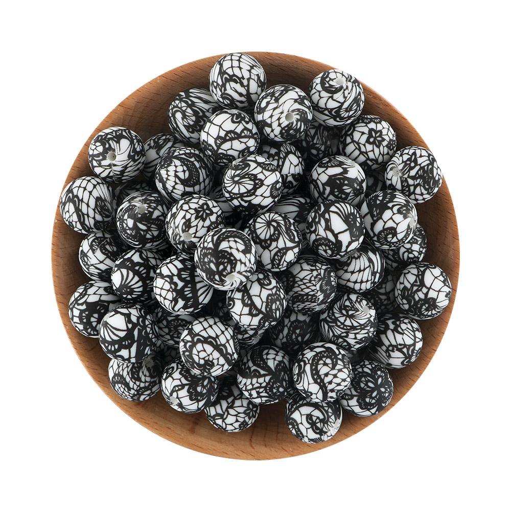 15MM Leopard Silicone Printed Beads 20pcs For Making DIY Jewelry Accessories Bracelet Necklace Making