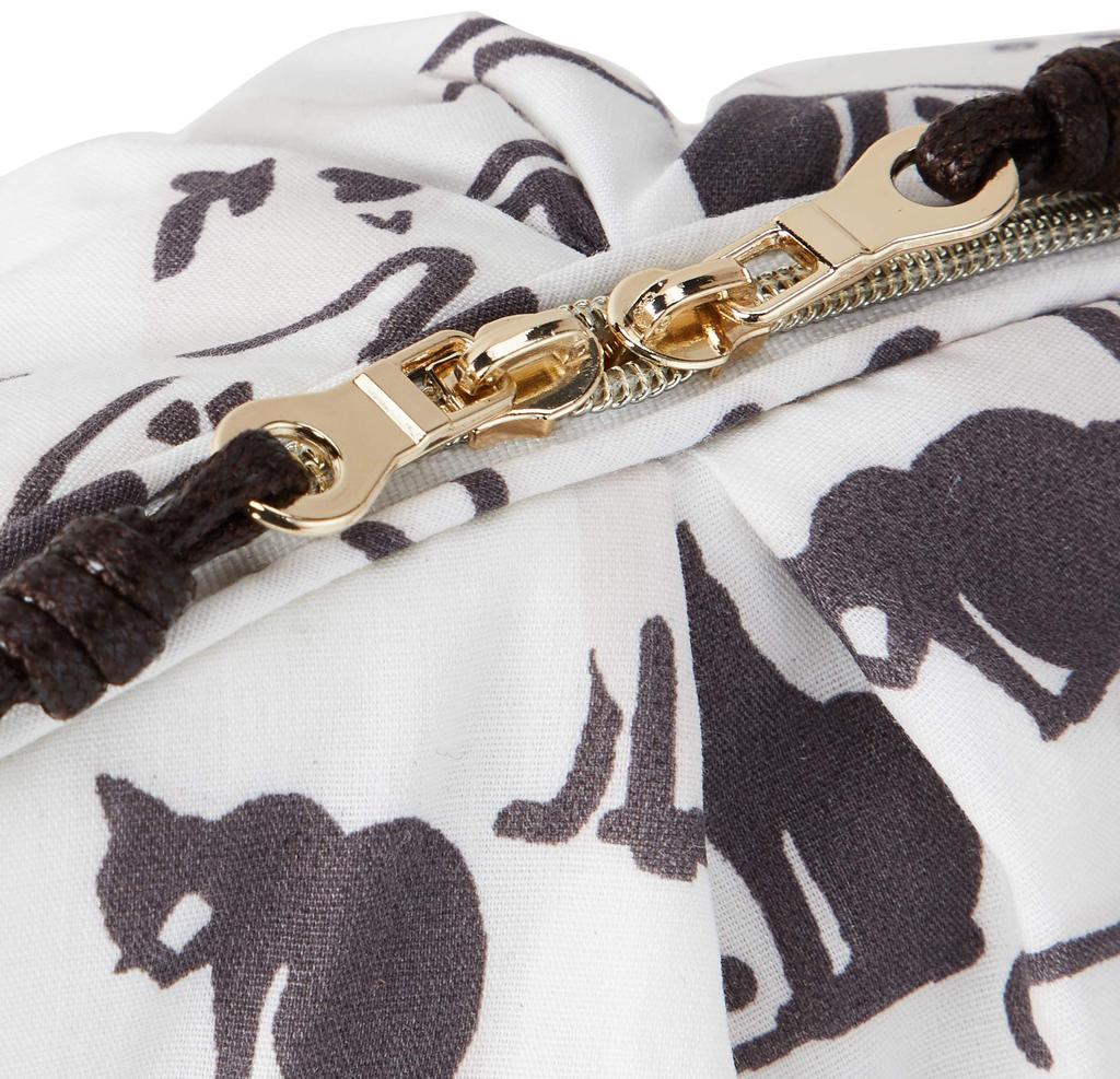 African cat pattern round pouch PWGB202553 OWHT [Gelato Pique]
