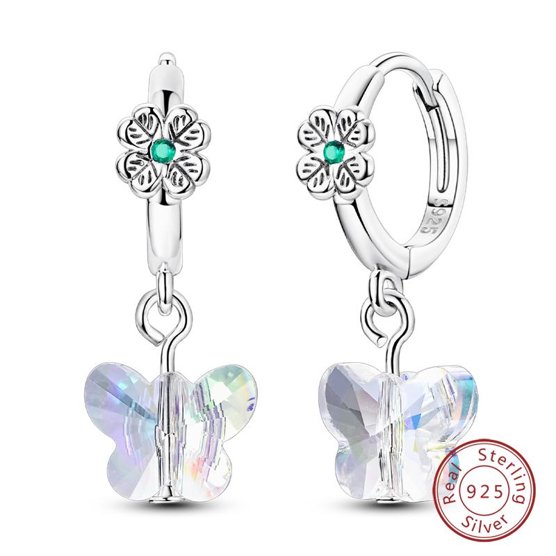 New 925 Silver Hoop Earrings Bow Strawberry Cherry Cream Sunflower Hoop Earrings For Women Fashion Party Jewelry Gift