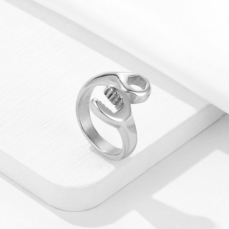 

Европейское и американское титановое стальное кольцо-гаечный ключ: Хип-хоп панк мужские крутые украшения Size 11