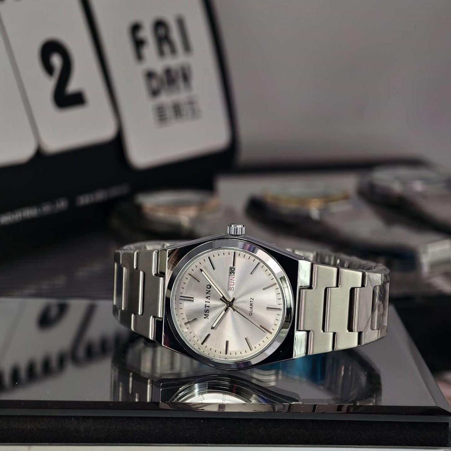 Double Calendar Men S Watch Steel Belt Luminous Thin Watch Handsome Student Gift Quartz Men S Watch