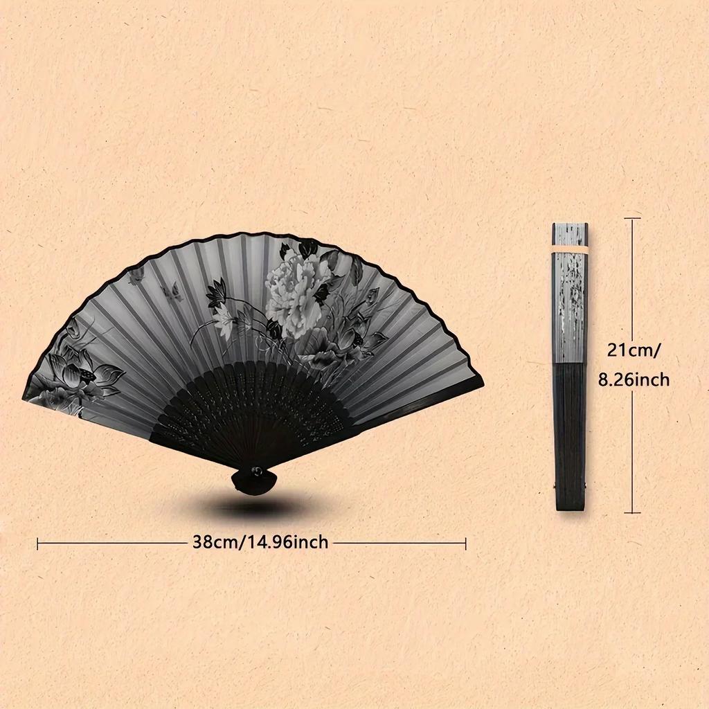1pc-Women's Folding Paper Hand Fan, Suitable for Chinese Fans At Parties, Bamboo Folding Fan, Suitable for Weddings and Decorati