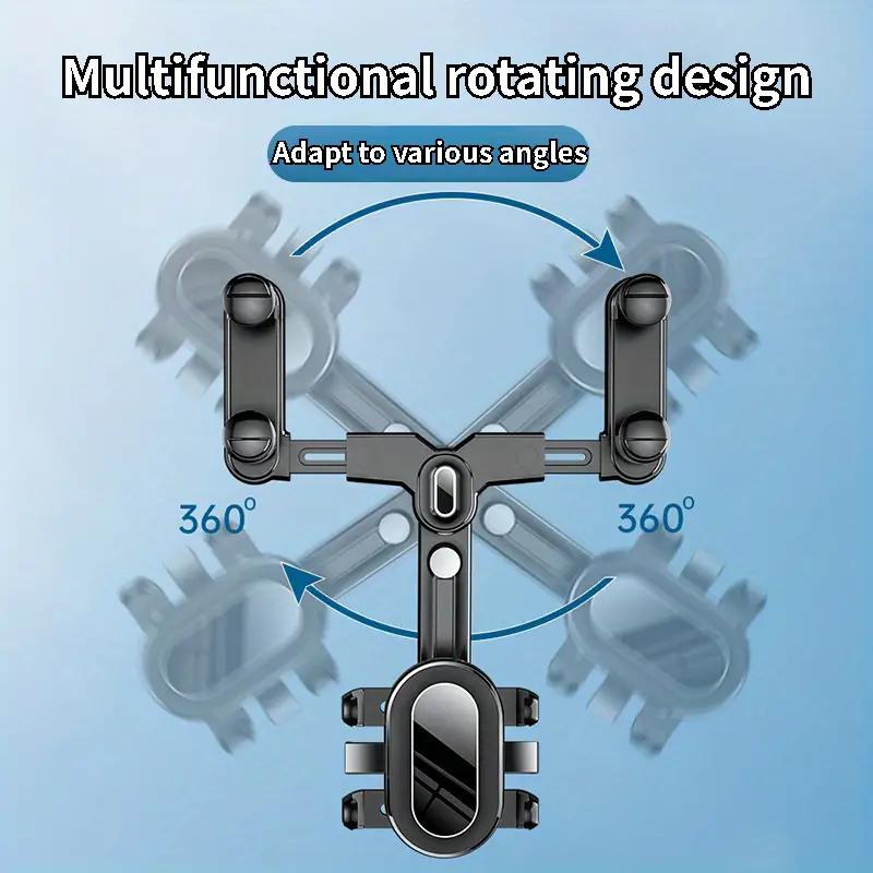 1 Stück Schwarz 360° Drehbarer Auto Rückspiegelhalterung, Verstellbarer Teleskop GPS & Smartphone Halter, Unterstützt 4-7 Zoll Geräte