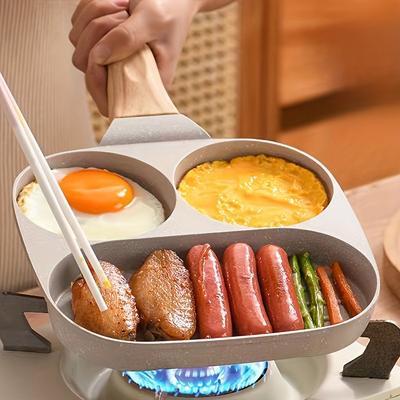 1 Stück Mehrkammer-Antihaftpfanne für das Frühstück - Dreifach geteilte Bratpfanne für Eier & Pfannkuchen - Leicht zu reinigen, Küchen-Must-Have