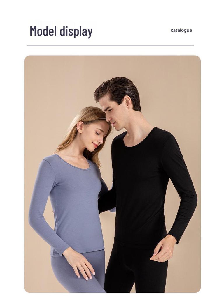 Unisex Pure Cotton Autumn Apparel: Lightweight Flannel Shirt & Warm Underwear Set for Teens, Adults, and Seniors