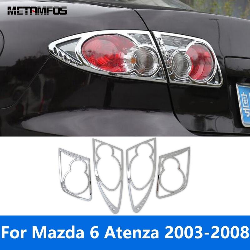 Rear Light Lamp Cover Trim For Mazda 6 M6 Atenza 2003-2007 2008 Chrome Taillamp Taillight Frame Protector Exterior Accessories