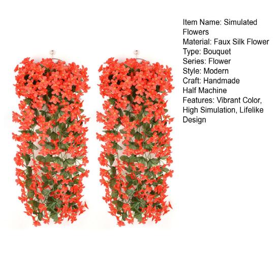 2Pcs Simulated Flowers Bouquet Bright Color Indoor Outdoor Artificial Plants Lifelike Design No Withering Artificial Flowers