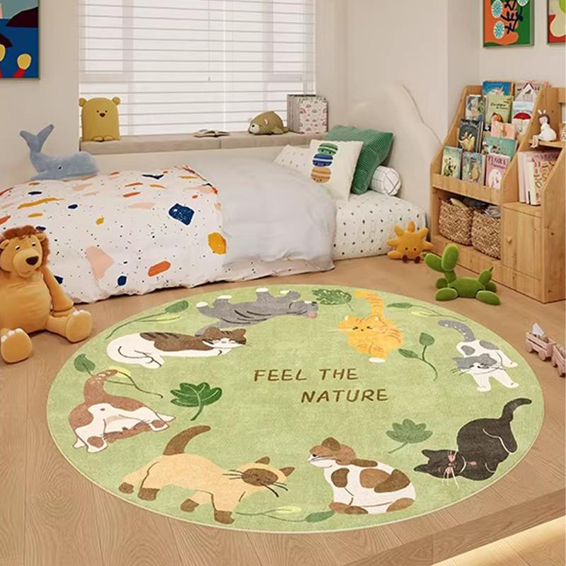 

Round Rug Living Room Carpet Bedroom Floor Mat Cute Cartoon Design Dog Animal Pattern Home Decor Rugs Alfombra De Sala De Estar 90x90cm