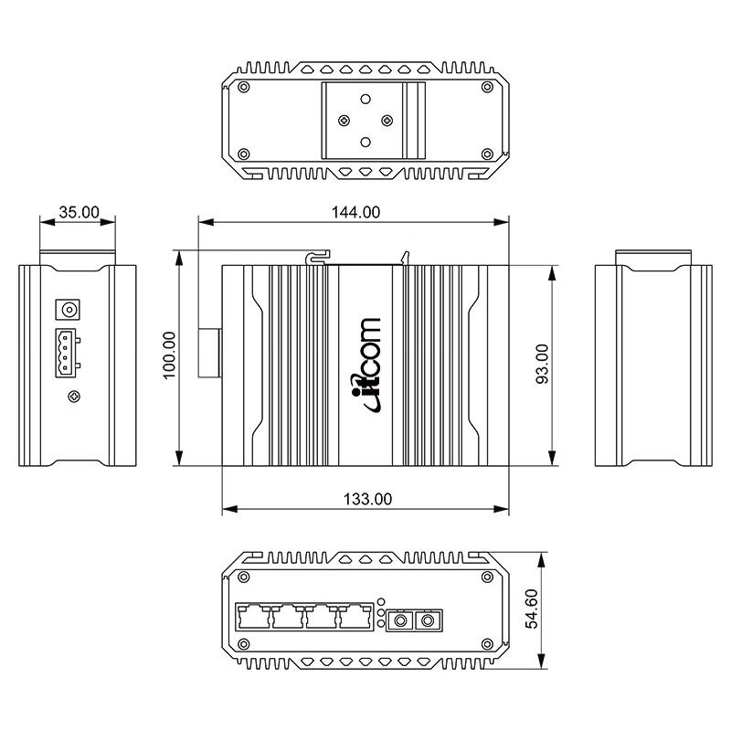itcom Industrial Gigabit Fiber Optic Transceiver