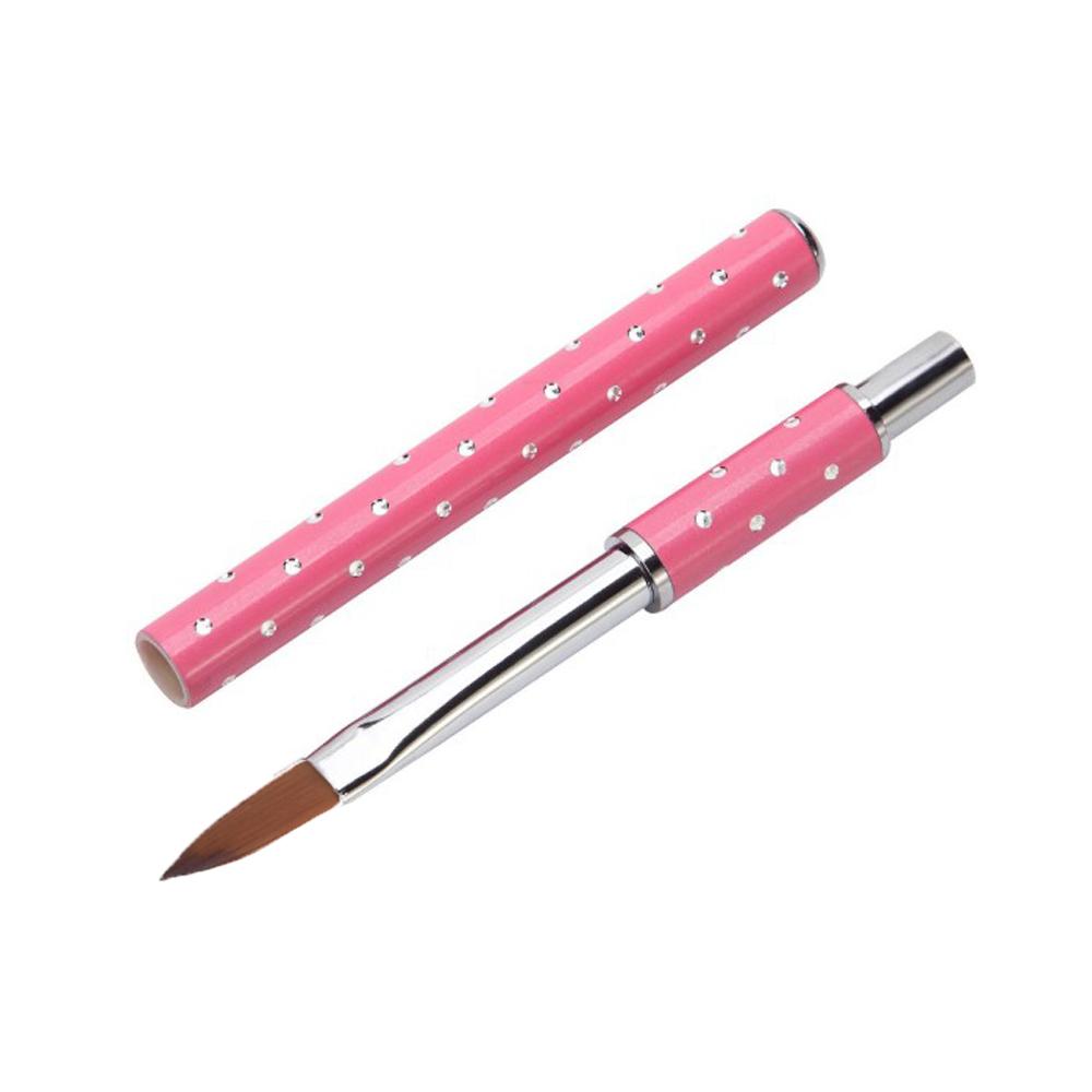 Acrylic Nail Art Brush Metal Handle Diamond Imitation Kolinsky Hair Painting Carving Pen Professional Manicure Beauty Tool