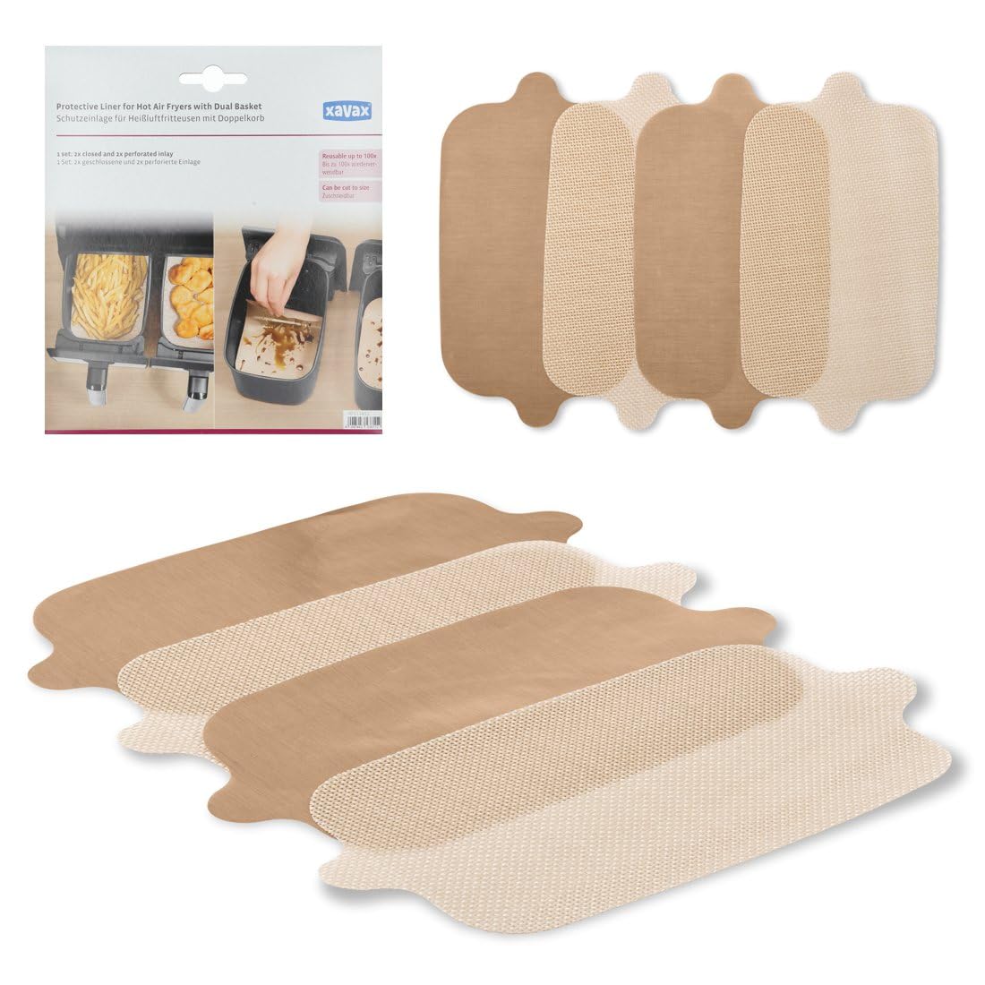 

hama Germany Xavax Air Fryer Protective Double Basket Official Import Inlay, Compatible, Non-stick, Cuttable,