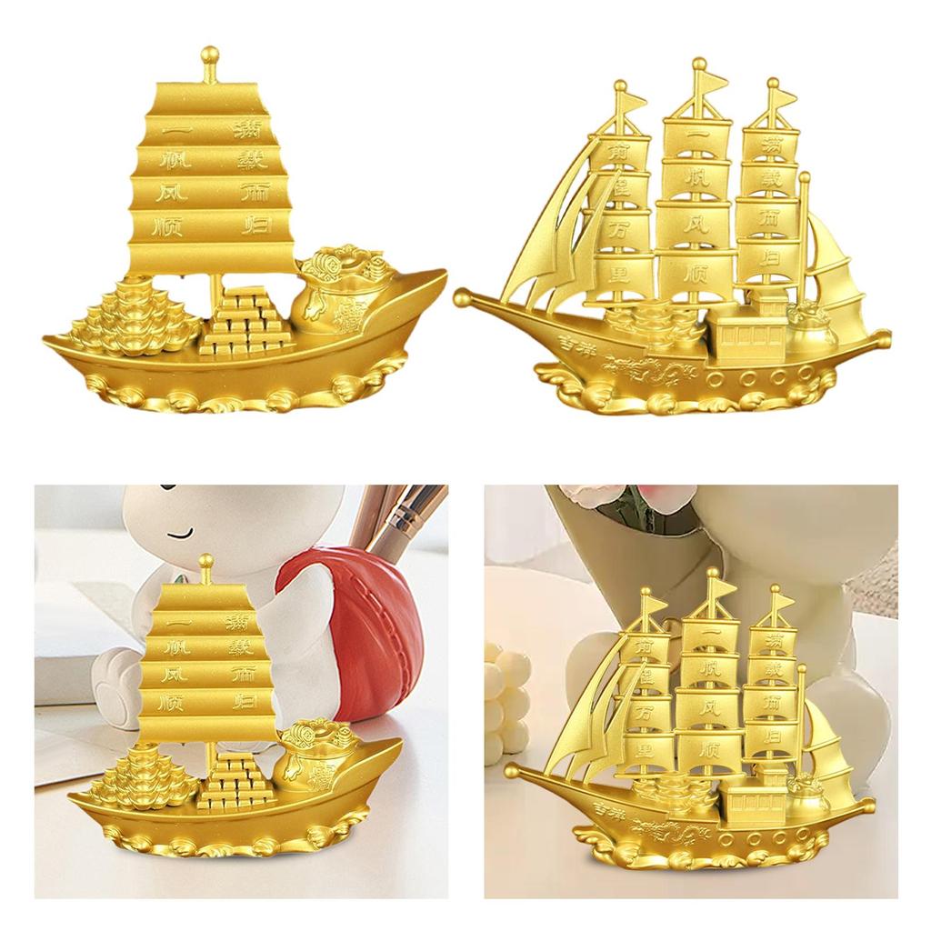 Sailing Boat Decor Sailing Ship Model Art Sculpture Figurine Feng Shui Decor for