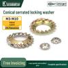 304 Stainless Steel Serrated Lock Washer, Conical Sawtooth Anti-Loosening, External Tooth M3-M12