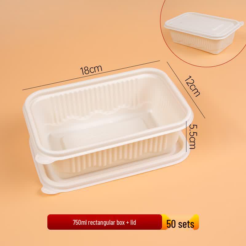 Eco-Friendly Rectangular Takeout Meal Boxes, 50-Pack