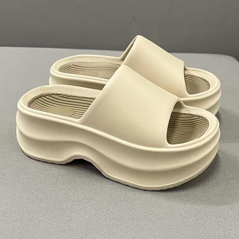 Summer new women's slippers summer one-word non-slip two-color thick-bottomed fashion women's beach slippers versatile