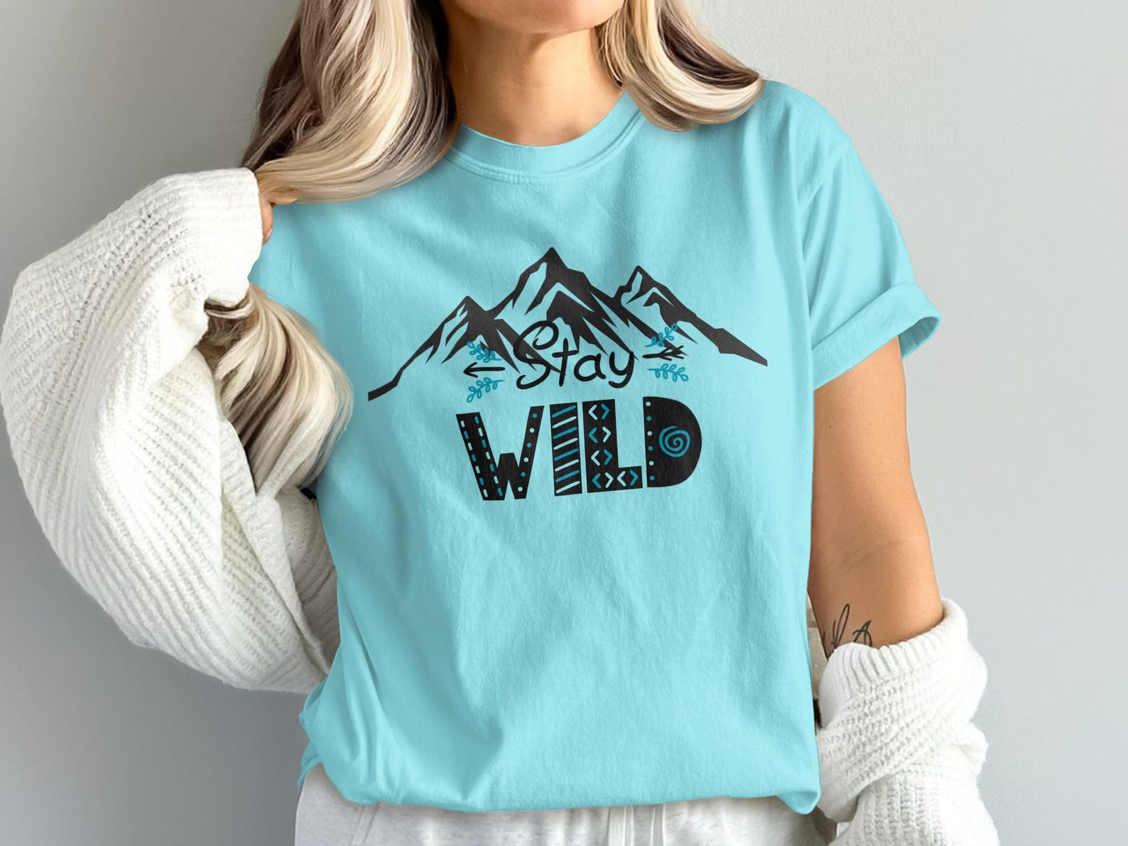Stay Wild Mountain T-Shirt | Nature Adventure Outdoors Tee 4XL