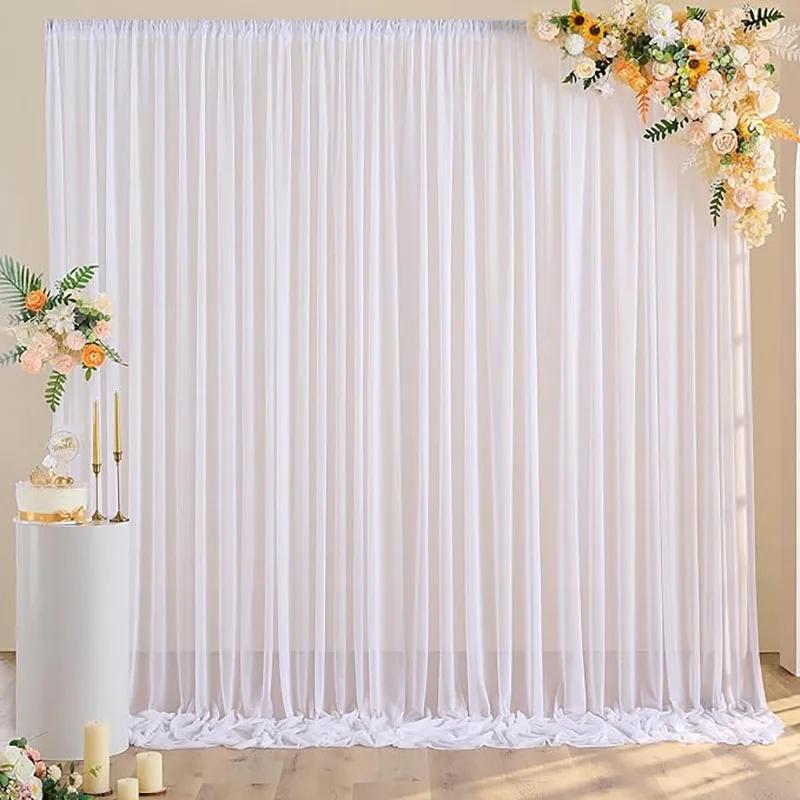 1 Panel Chiffon Backdrop Curtains, Wrinkle-Free Sheer Chiffon Fabric Curtain Drapes Wedding Ceremony Arch Party Stage Decor