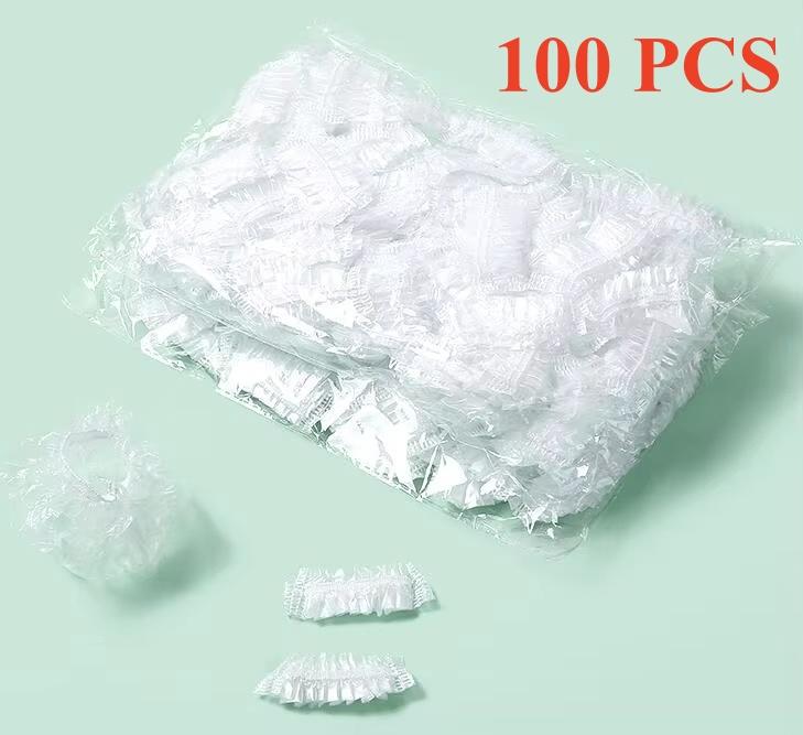100PCS Disposable Hair Earmuff Dye Transparent Elastic Shower Hair Dye Protection Tool Shield Waterproof Earpack Plastic Wrap